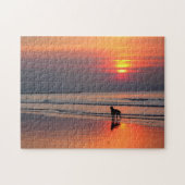 Irish Setter op Sunset door het Ierse Zee Puzzle Legpuzzel (Horizontaal)