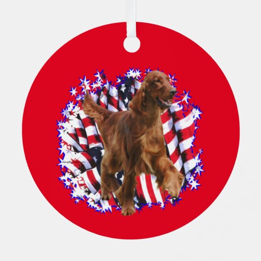 Irish Setter Patriot Metalen Ornament (Achterkant)