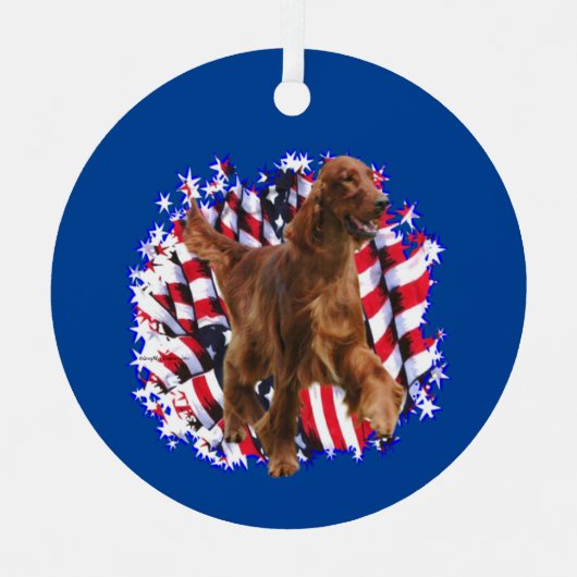 Irish Setter Patriot Metalen Ornament (Voorkant)