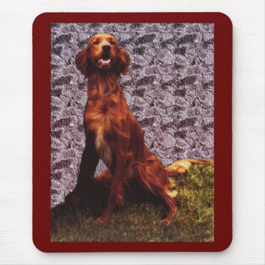 Irish Setter & Patterned Concrete Wall Mousepad Muismat (Voorkant)