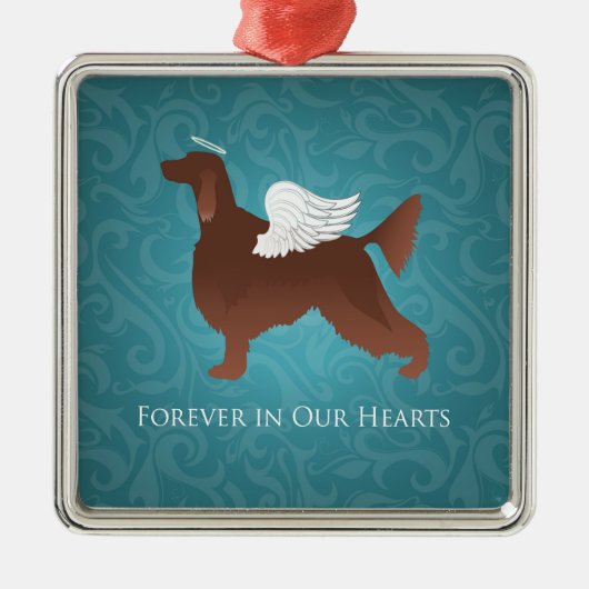 Irish Setter Pet Memorial Angel Dog Design Metalen Ornament (Voorkant)
