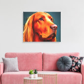 Irish Setter Pet Portrait Black Outline Art Canvas Afdruk (Insitu (Woonkamer))