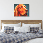 Irish Setter Pet Portrait Black Outline Art Canvas Afdruk (Insitu (Slaapkamer))