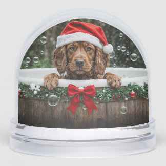 Irish Setter Puppy Dog Cute Christmas Holiday Sneeuwbol