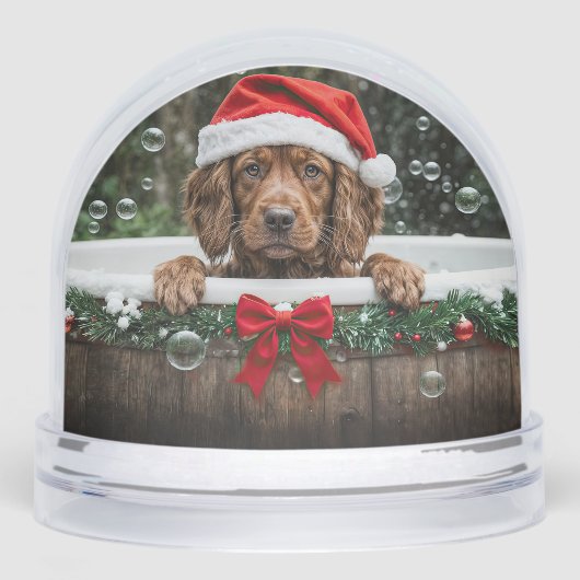 Irish Setter Puppy Dog Cute Christmas Holiday Sneeuwbol (Voorkant)