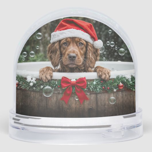 Irish Setter Puppy Dog Cute Christmas Holiday Sneeuwbol (Achterkant)