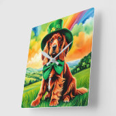 Irish Setter Puppy - St Patricks dag Vierkante Klok (Hoek)