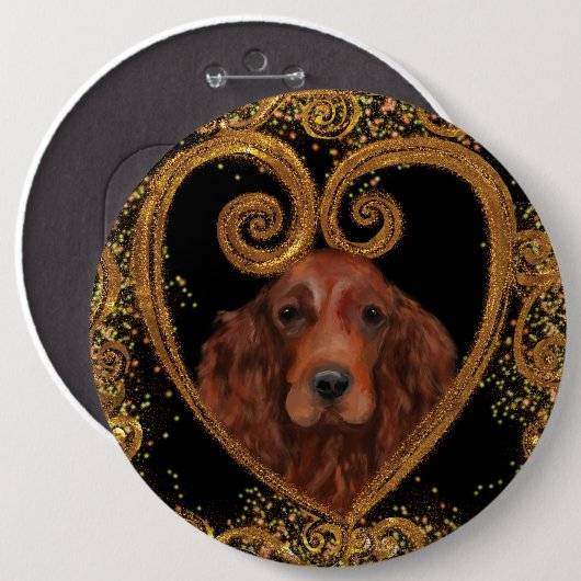 IRISH SETTER RONDE BUTTON 6,0 CM (Voorkant /achterkant)