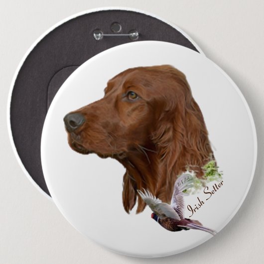 Irish Setter Ronde Button 6,0 Cm (Voorkant /achterkant)