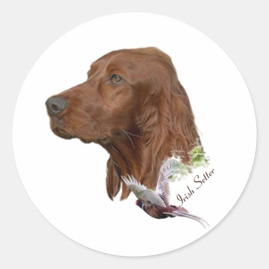 Irish Setter Ronde Sticker (Voorkant)