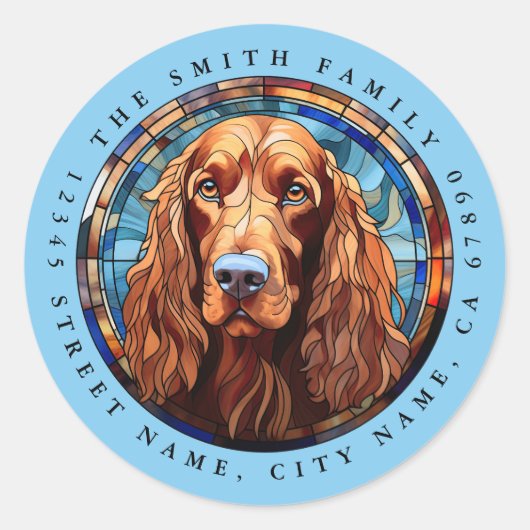 Irish Setter Ronde Stickers (Voorkant)