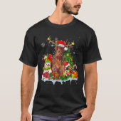 Irish Setter Santa Hat Reindeer kerstlampjes P T-shirt (Voorkant)
