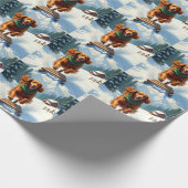 Irish Setter Sledding Adventure Christmas Painting Cadeaupapier (Hoek)