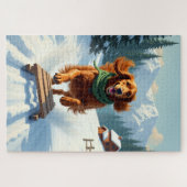 Irish Setter Sledding Adventure Christmas Painting Legpuzzel (Horizontaal)