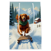 Irish Setter Sledding Adventure Christmas Painting Medium Cadeauzakje (Achterkant)
