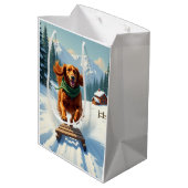 Irish Setter Sledding Adventure Christmas Painting Medium Cadeauzakje (Achterkant Gekanteld)