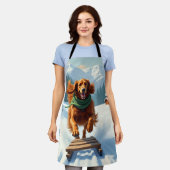 Irish Setter Sledding Adventure Christmas Painting Schort (Gedragen)