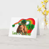 Irish Setter St. Patricks Kaart (Gele Bloem)