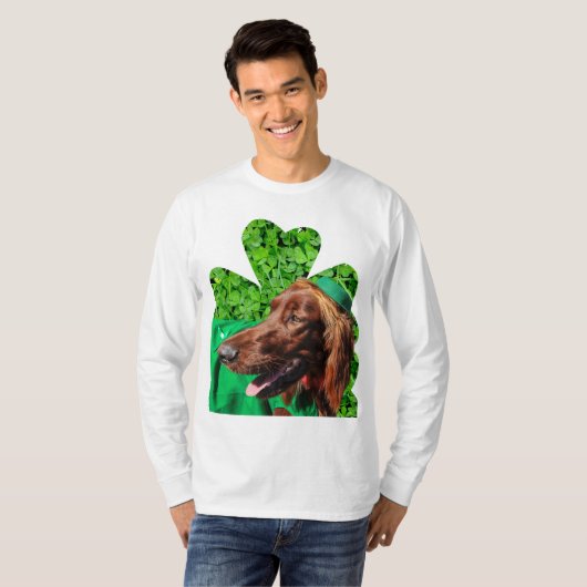 Irish Setter St. Patrick's Mannen Lg Sleeve T-Shir T-shirt (Voorkant volledig)