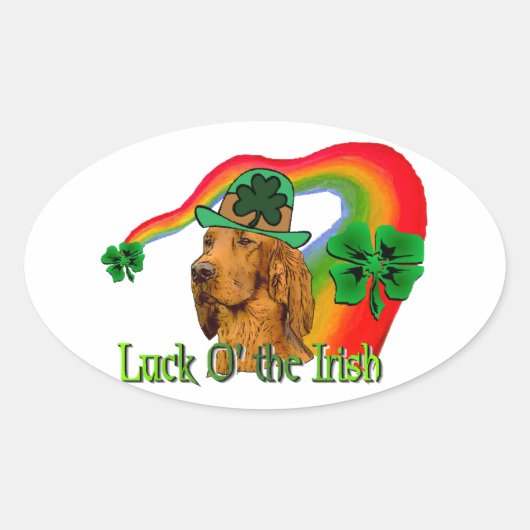 Irish Setter St Patricks Ovale Sticker (Voorkant)