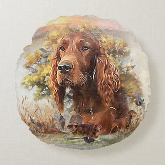 Irish Setter - Ultimate Upland Bird Dog Rond Kussen (Voorkant)