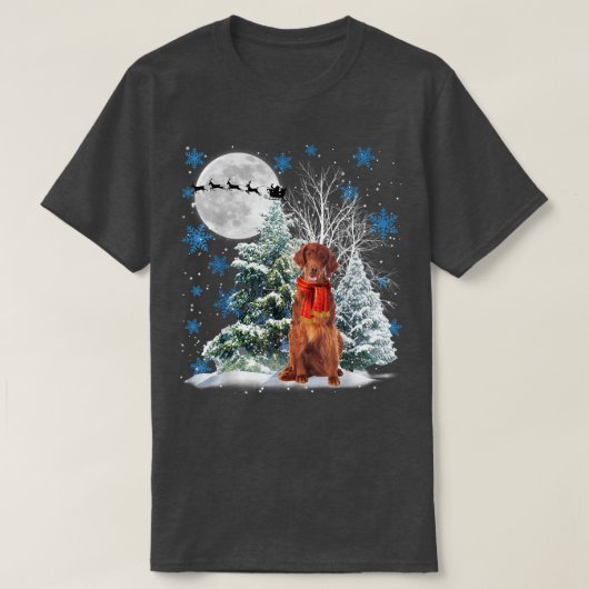 Irish Setter under Moonlight Snow Kerstmis Pajama T-shirt (Design voorkant)