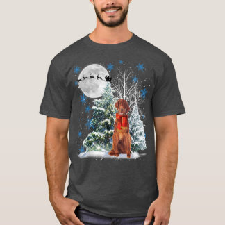 Irish Setter under Moonlight Snow Kerstmis Pajama T-shirt