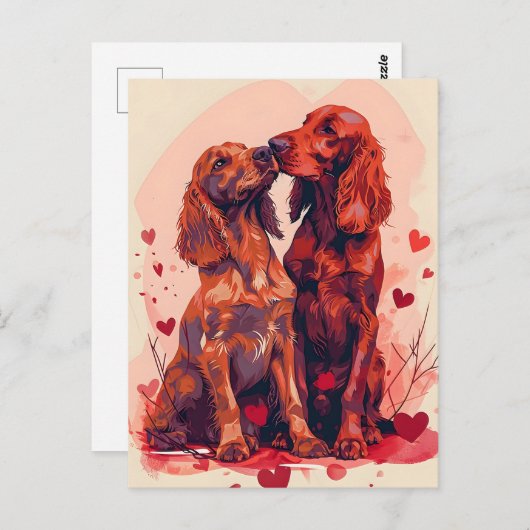 Irish Setter Valentijnsdag Briefkaart (Voorkant / Achterkant)
