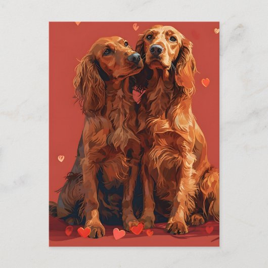 Irish Setter Valentijnsdag Briefkaart (Voorkant)