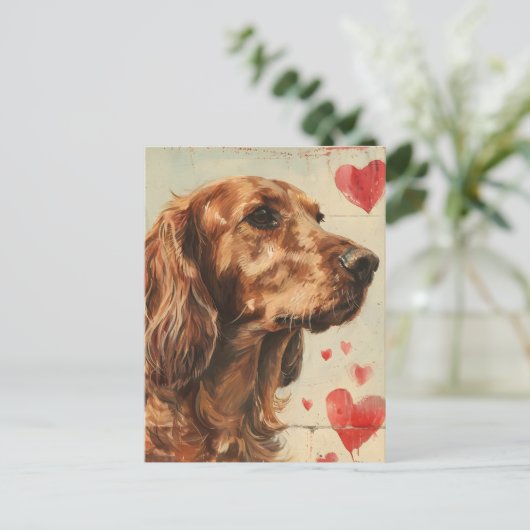 Irish setter  Valentijnsdag Briefkaart (Staand voorkant)