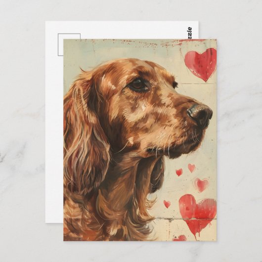 Irish setter  Valentijnsdag Briefkaart (Voorkant / Achterkant)