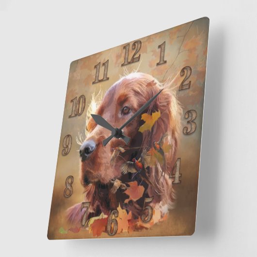 Irish Setter Vierkante Klok (Hoek)