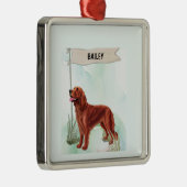 Irish Setter Watercolor Personalized Dog Metalen Ornament (Rechts)