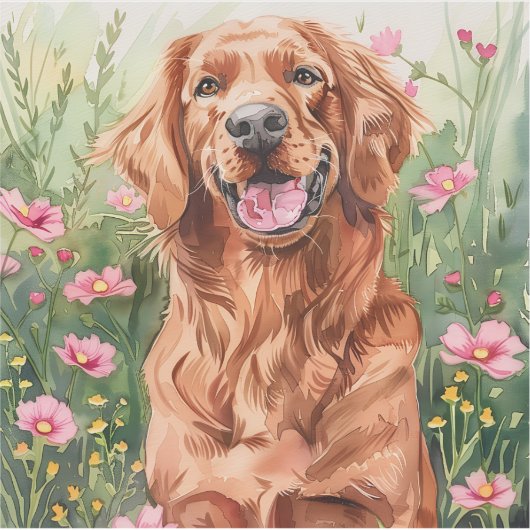 Irish Setter Waterverf Sticker (Voorkant)