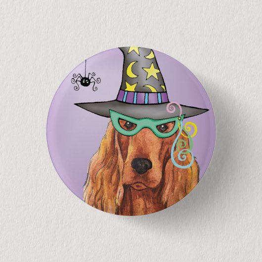 Irish Setter Witch Ronde Button 3,2 Cm (Voorkant)