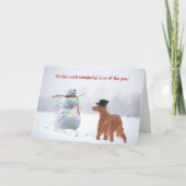 Irish Setter with Holiday Snowman Feestdagen Kaart (Voorkant)