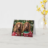 Irish Setters Kerst Kaart (Gele Bloem)