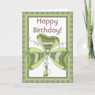 Irish Shamrock 1 Happy March Birthday Card Kaart