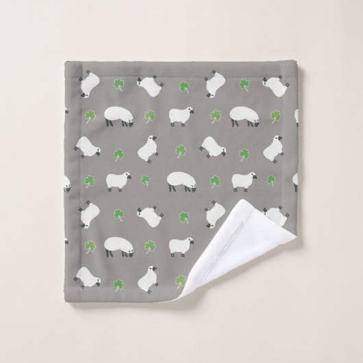 Irish Shamrock and Sheep Pattern Bad Handdoek (Wasdoekje)