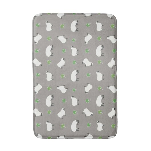 Irish Shamrock and Sheep Pattern Badmat (Voorkant Verticaal)