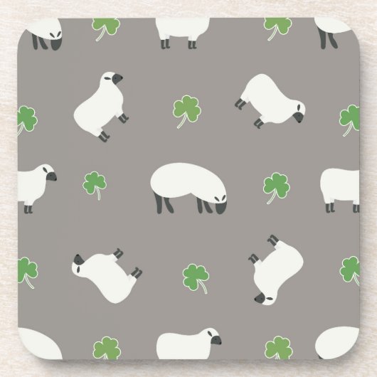 Irish Shamrock and Sheep Pattern Bier Onderzetter (Voorkant)