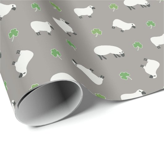 Irish Shamrock and Sheep Pattern Cadeaupapier (Rol Hoek)