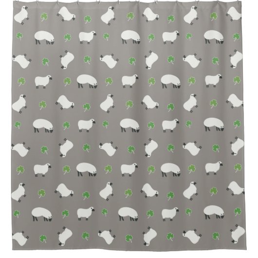 Irish Shamrock and Sheep Pattern Douchegordijn (Voorkant)