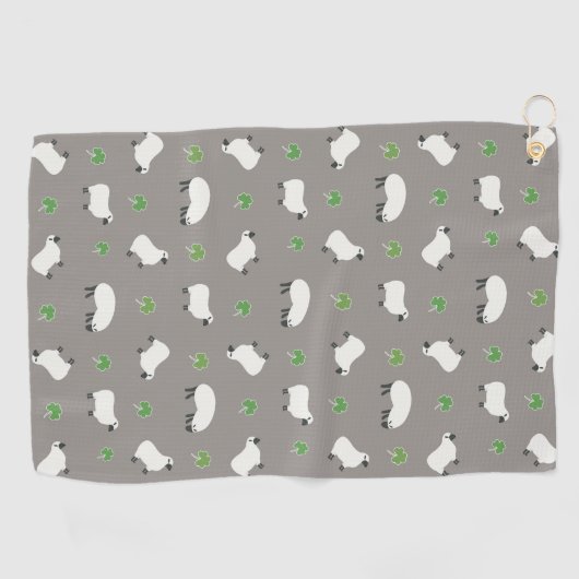 Irish Shamrock and Sheep Pattern Golfhanddoek (Horizontaal)