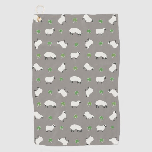 Irish Shamrock and Sheep Pattern Golfhanddoek (Voorkant)