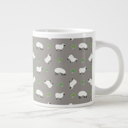 Irish Shamrock and Sheep Pattern Grote Koffiekop (Rechts)