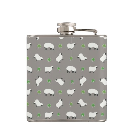 Irish Shamrock and Sheep Pattern Heupfles (Achterkant)