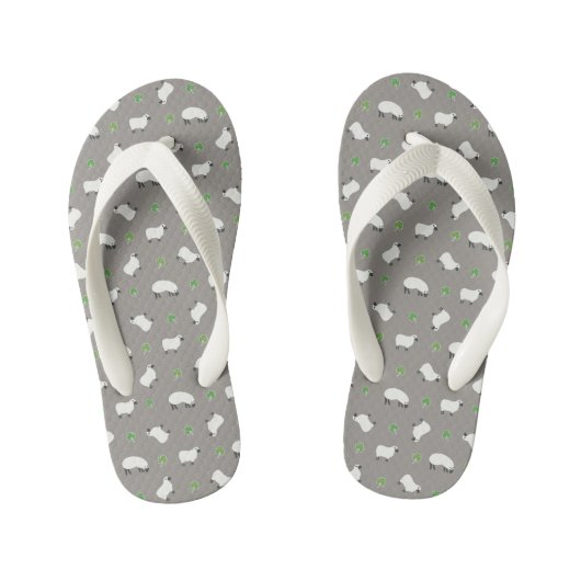 Irish Shamrock and Sheep Pattern Kinder Teenslippers (Voetbed)