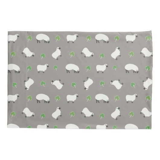 Irish Shamrock and Sheep Pattern Kussensloop (Achterkant-Links)