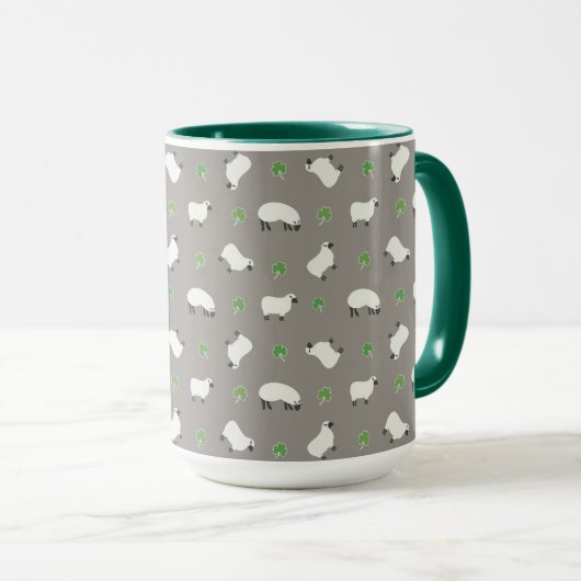 Irish Shamrock and Sheep Pattern Mok (Voorkant rechts)